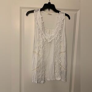 POL White Ruffled Sleeveless Tank Top NWOT 🌴